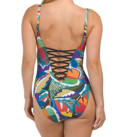 Bleu by Rod Beattie Women's the Mix Lace-Down One-Piece Swimsuit - Multi - Picture 5 of 5